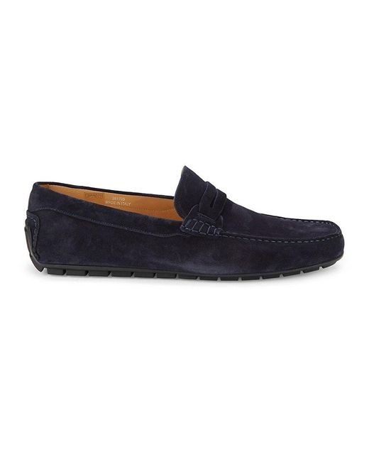 Canali Blue Suede Driving Loafers for men