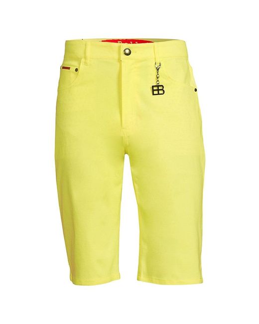 Elie Balleh Yellow Twill Flat Front Shorts for men
