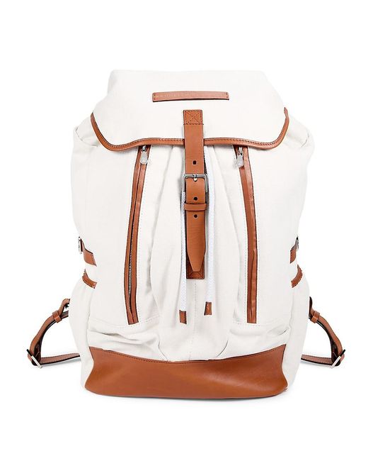 Brunello Cucinelli White Two Tone Backpack for men