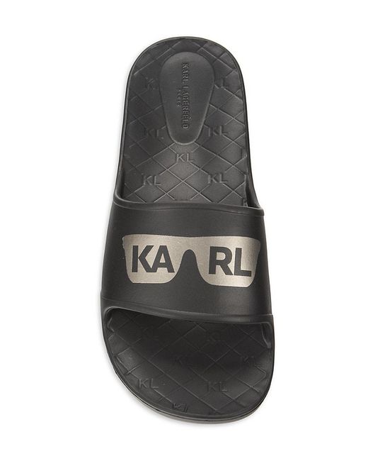 Karl Lagerfeld Brown Embossed Logo Slides for men