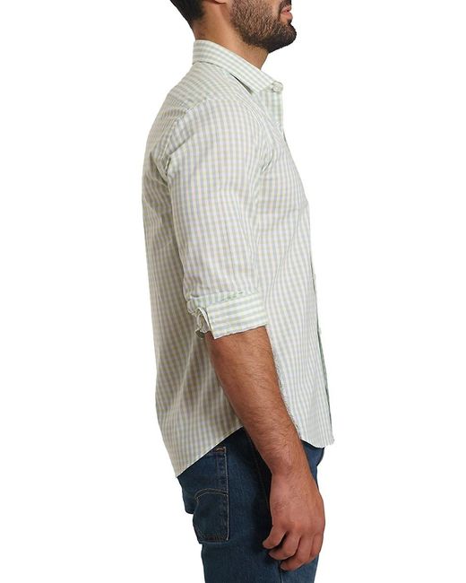 Jared Lang Gray 'Trim Fit Gingham Pima Cotton Sport Shirt for men