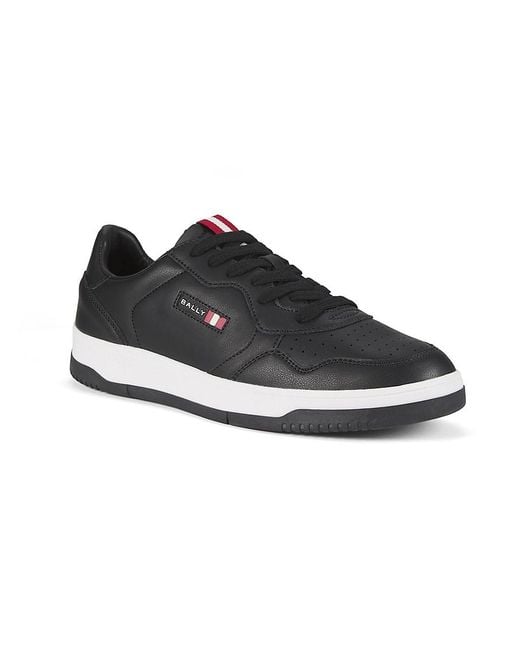 Bally Black Logo Leather Low-Top Sneakers for men