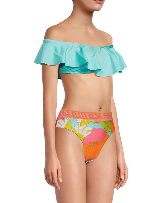 Trina Turk Monaco Ruffle Off Shoulder Bikini Top in Red Lyst UK