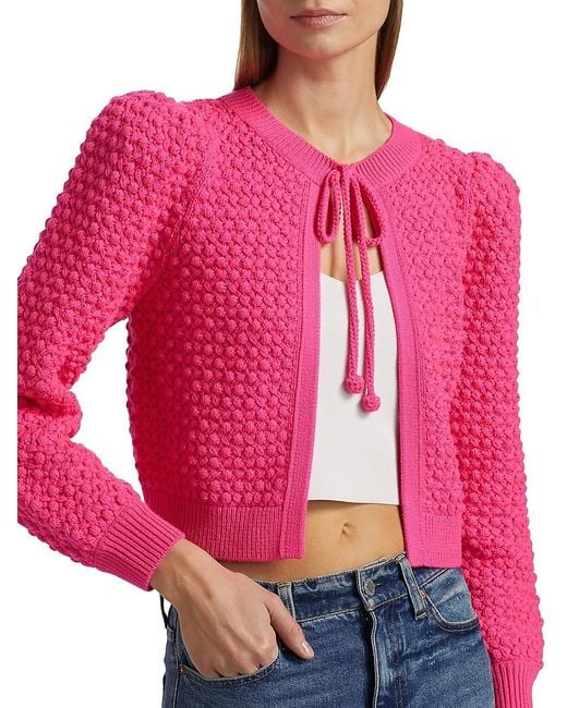 Alice + Olivia Red Kitty Popcorn Cardigan