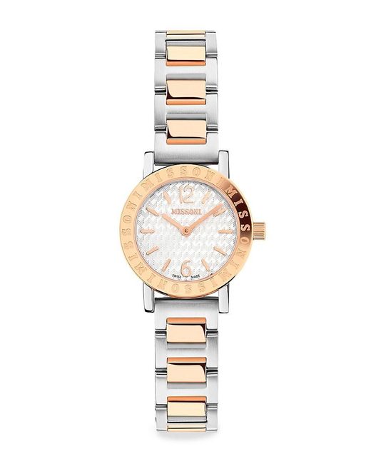 Missoni White Estate 27Mm Ip Two Tone Stainless Steel Bracelet Watch