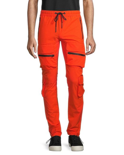 orange cargo sweatpants