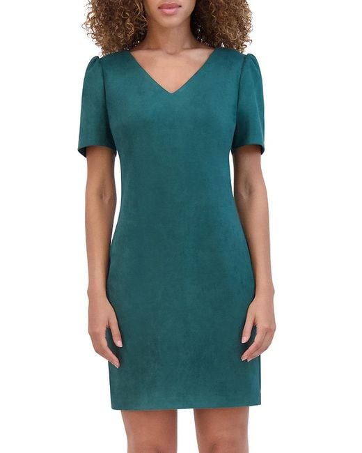 Kensie Green Solid Pencil Minidress