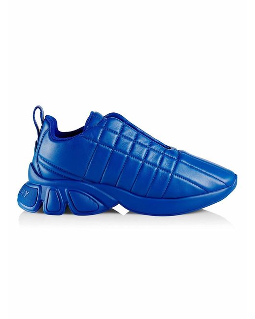 Burberry Blue Classic Quilted Leather Sneakers