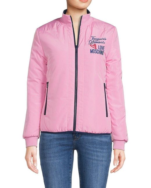 Love Moschino Reversible Quilted Puffer Jacket in Pink Lyst