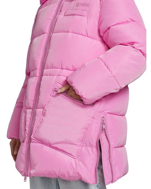 Ganni pink puffer top
