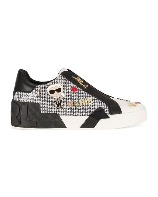 Karl Lagerfeld Black Mavise 40Mm Houndstooth Low-Top Sneakers