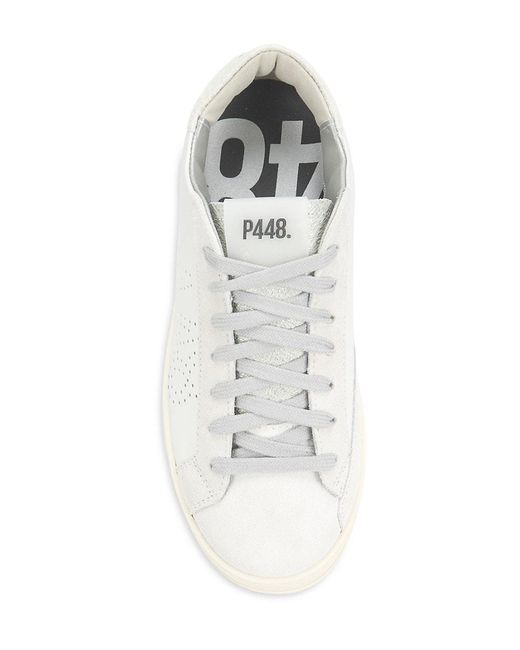 P448 White Leather Low-Top Sneakers