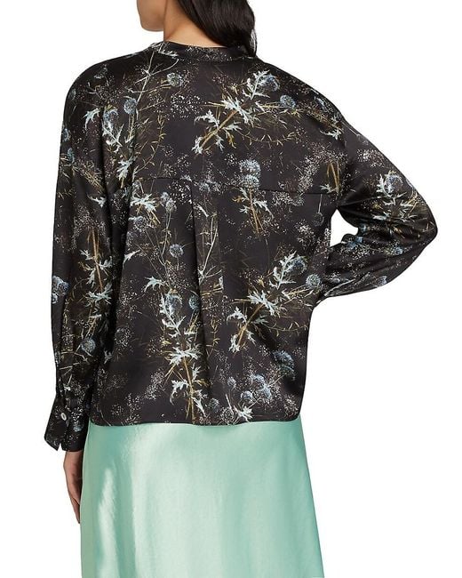 Vince Black Thistle Draped Collar Blouse