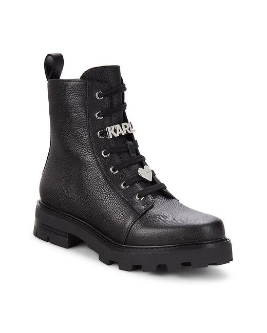Karl Lagerfeld Monica Combat Boots in Black | Lyst