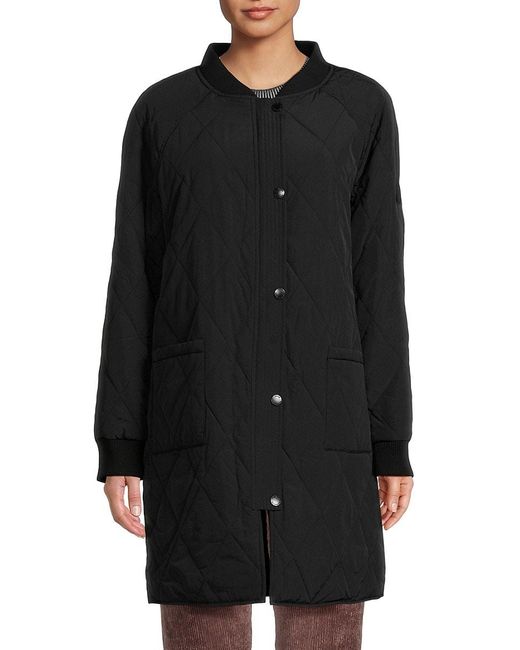 Noize Black Quilted Puffer Longline Jacket