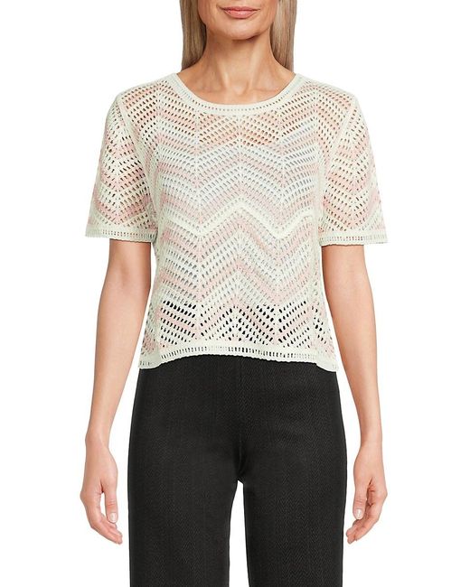 Laundry by Shelli Segal White Chevron Crochet Sweater