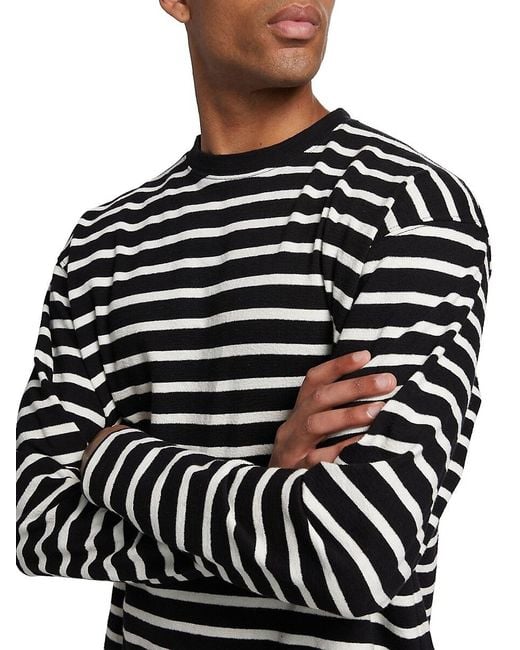 FRAME Black Relaxed-Fit Striped T-Shirt for men