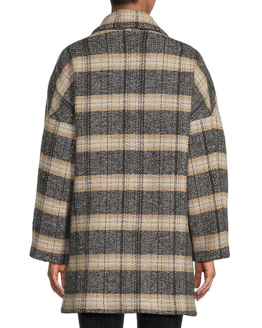 Ba&sh Gray Plaid Wool Blend Oversized Blazer