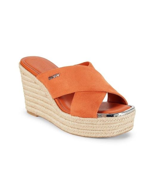 DKNY Maryn Espadrille Wedge Platform Sandals in Orange Lyst UK