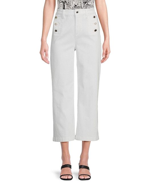 Karl Lagerfeld White Sailor High Rise Cropped Jeans