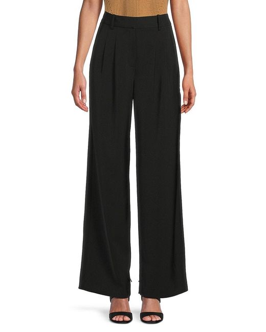 French Connection Black Hallie Pleated Wide Leg Pants