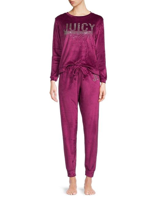 Juicy Couture Red 2-piece Velvet Top & joggers Sleep Set