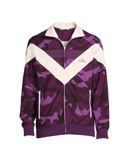 Valentino Camo Jersey Track Jacket in Purple for Men | Lyst