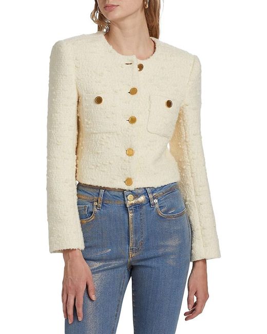 FRAME Blue Bouclé Crop Jacket