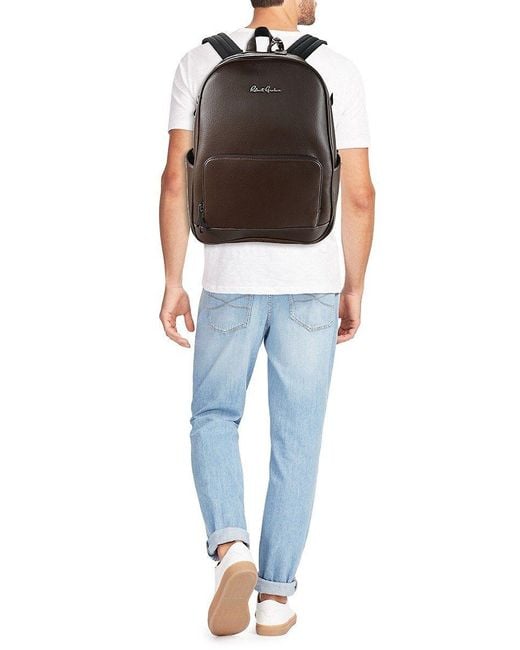 Robert Graham Blue Floral Faux-leather Backpack Bag for men