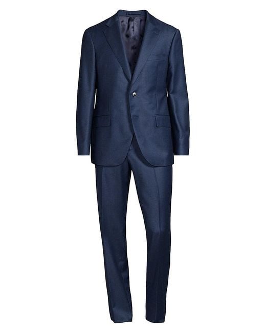 Lubiam Blue Plaid Wool Suit for men
