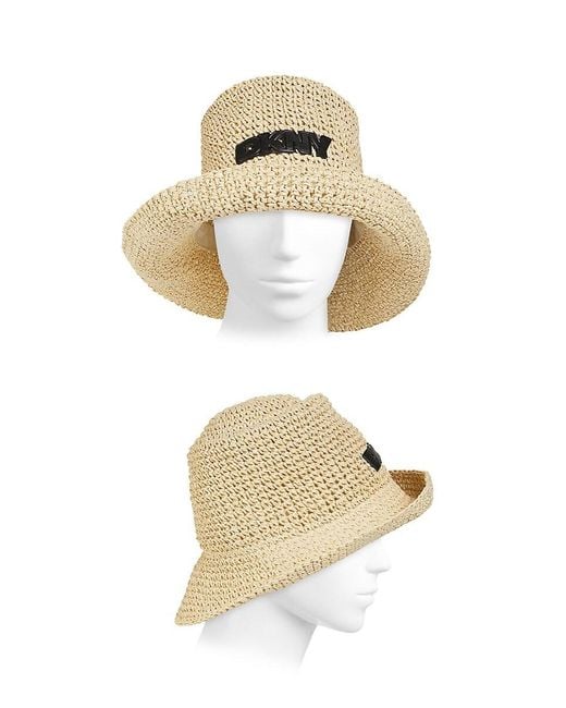 DKNY Natural Logo Crochet Sun Hat