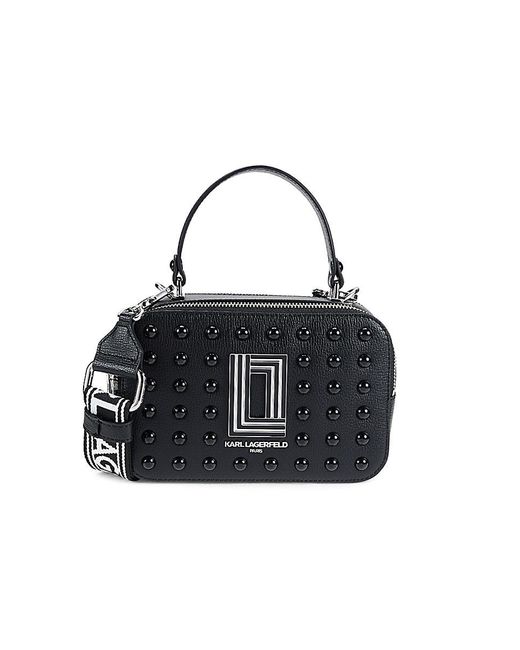 Karl Lagerfeld Black Simone Studded Leather Camera Bag