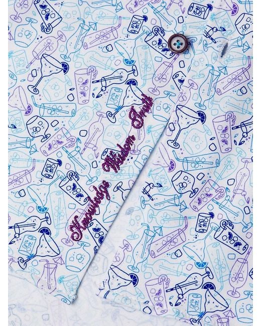 Robert Graham Blue Myers Bar Print Shirt for men
