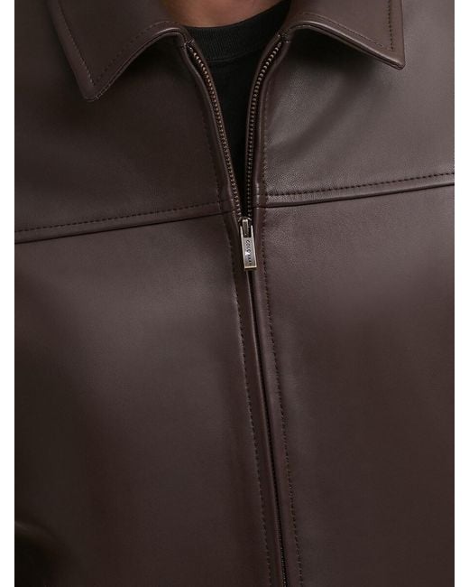 Cole Haan Black Smooth Lamb Leather Jacket for men