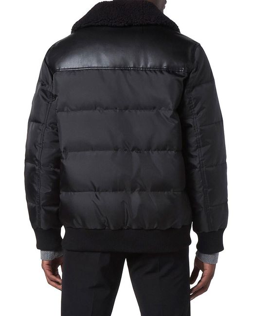 Andrew Marc Black Beaumont Faux Shearling Collar Puffer Jacket for men