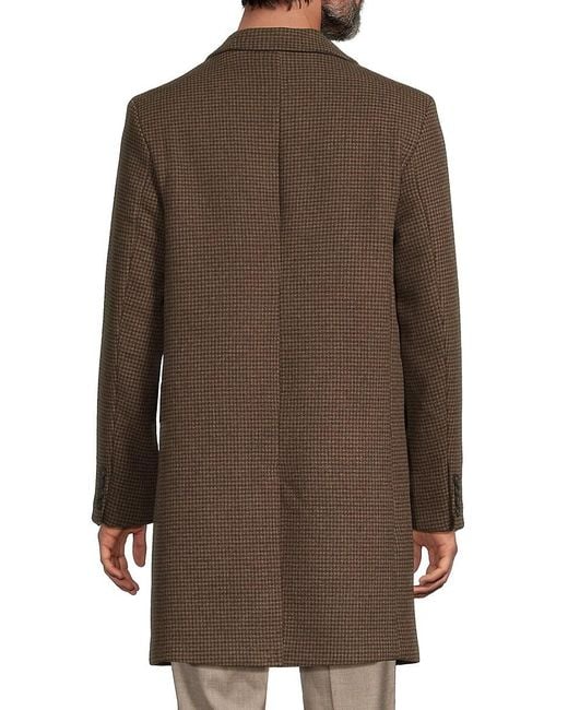 Slate & Stone Brown 'Houndstooth Wool Blend Coat for men