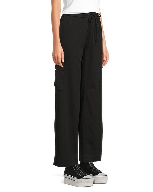 James Perse Black Soft Twill Wide-Leg Pants