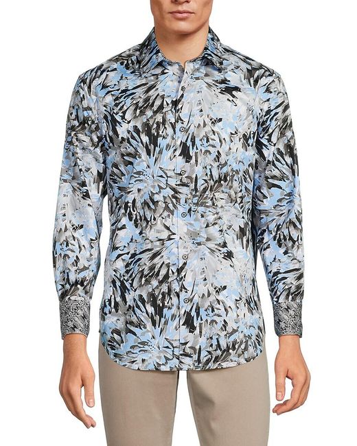Robert Graham Blue Buren Floral Sport Shirt for men