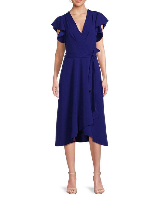 DKNY Green Flutter Wrap Dress