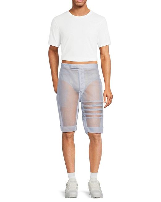 Thom Browne Gray Sheer Shorts for men