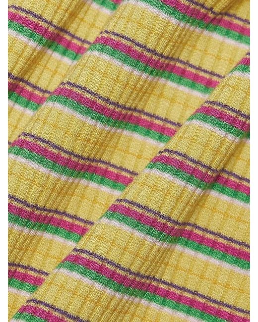 Ramy Brook Metallic Everest Striped U-Neck Knit Midi-Dress