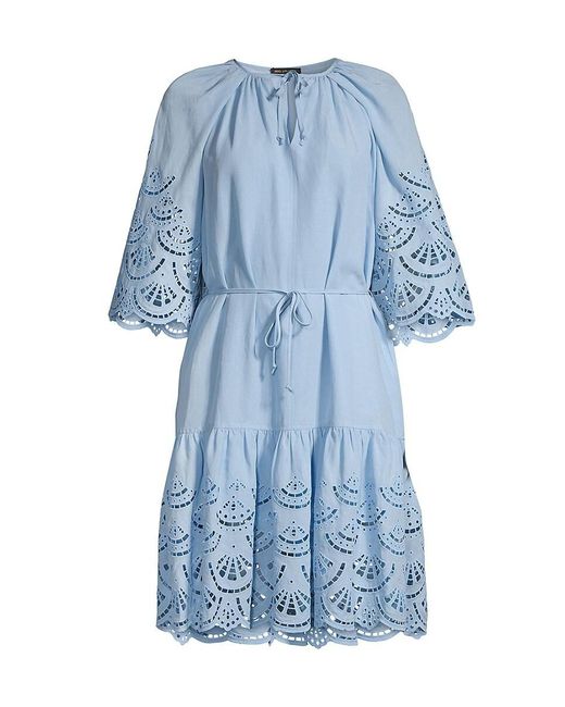 Kobi Halperin Blue Meryl Linen Blend Dress