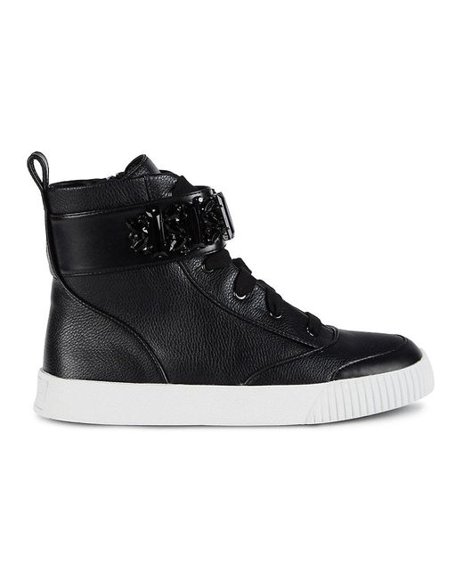 Karl Lagerfeld Black Jeren Embellished Leather High-top Sneakers