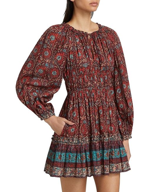 Ulla Johnson Red Val Botanical Shadow Stripe Dress