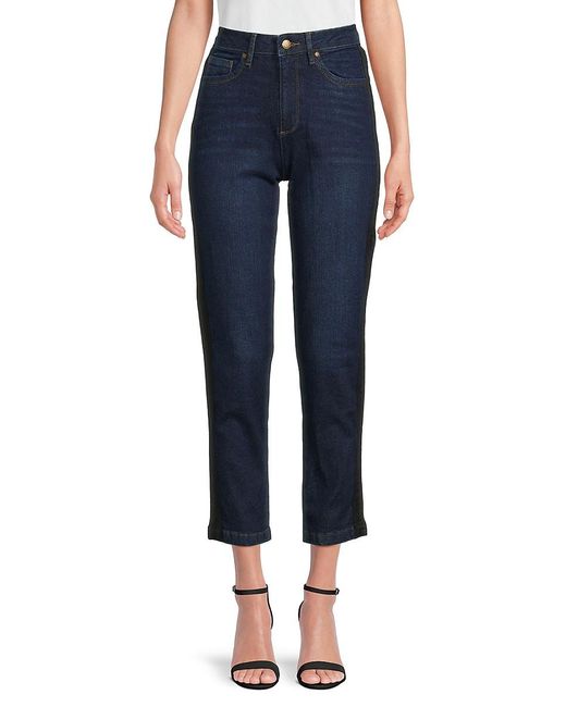 Karl Lagerfeld Blue Straight Leg High Rise Cropped Jeans