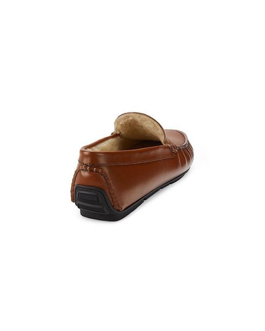 Class Roberto Cavalli Brown Leather Shearling Lined Driving Loafers for men