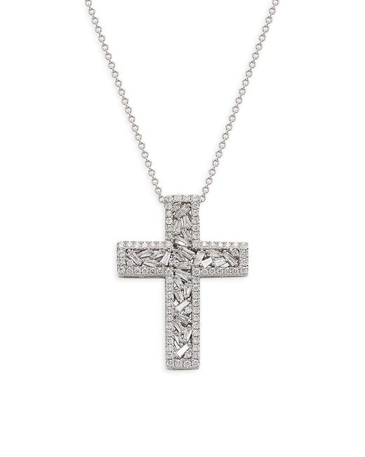 Effy Metallic 14k White Gold & 0.97 Tcw Diamond Cross Pendant Necklace
