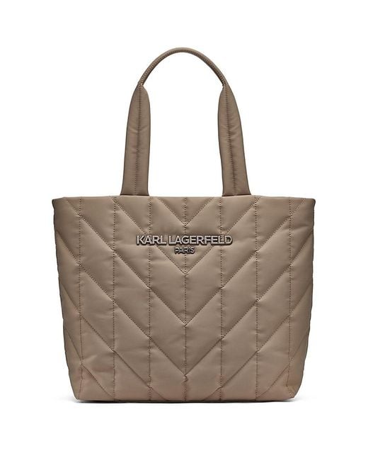 Karl Lagerfeld Natural Voyage Quilted Nylon Tote Bag