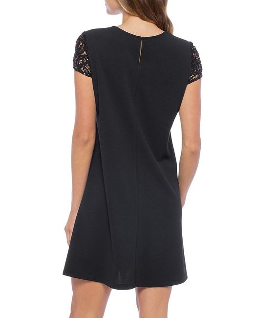 Marina Black Sequin Lace Mini Dress