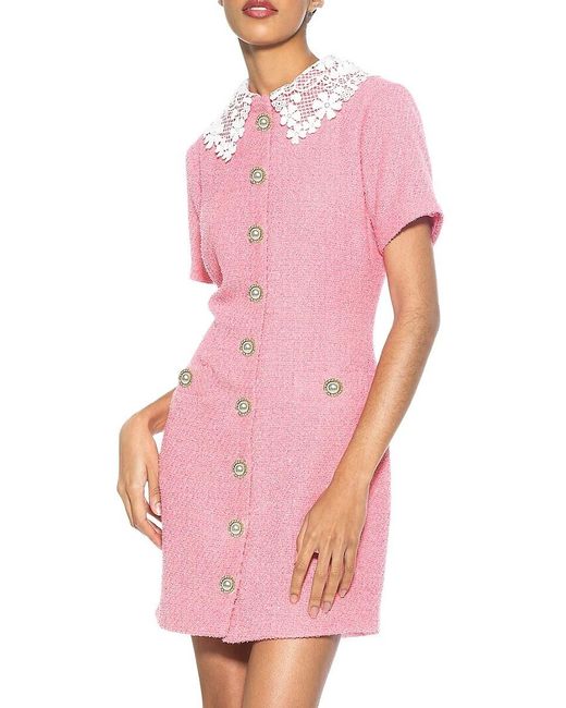 Alexia Admor Pink Grady Tweed Shirtdress